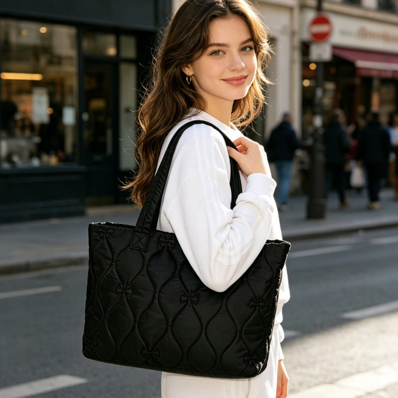 Jolivol Cloud Quilted Puffer Tote Bag+ Mini Pouch - Lightweight Everyday Bag