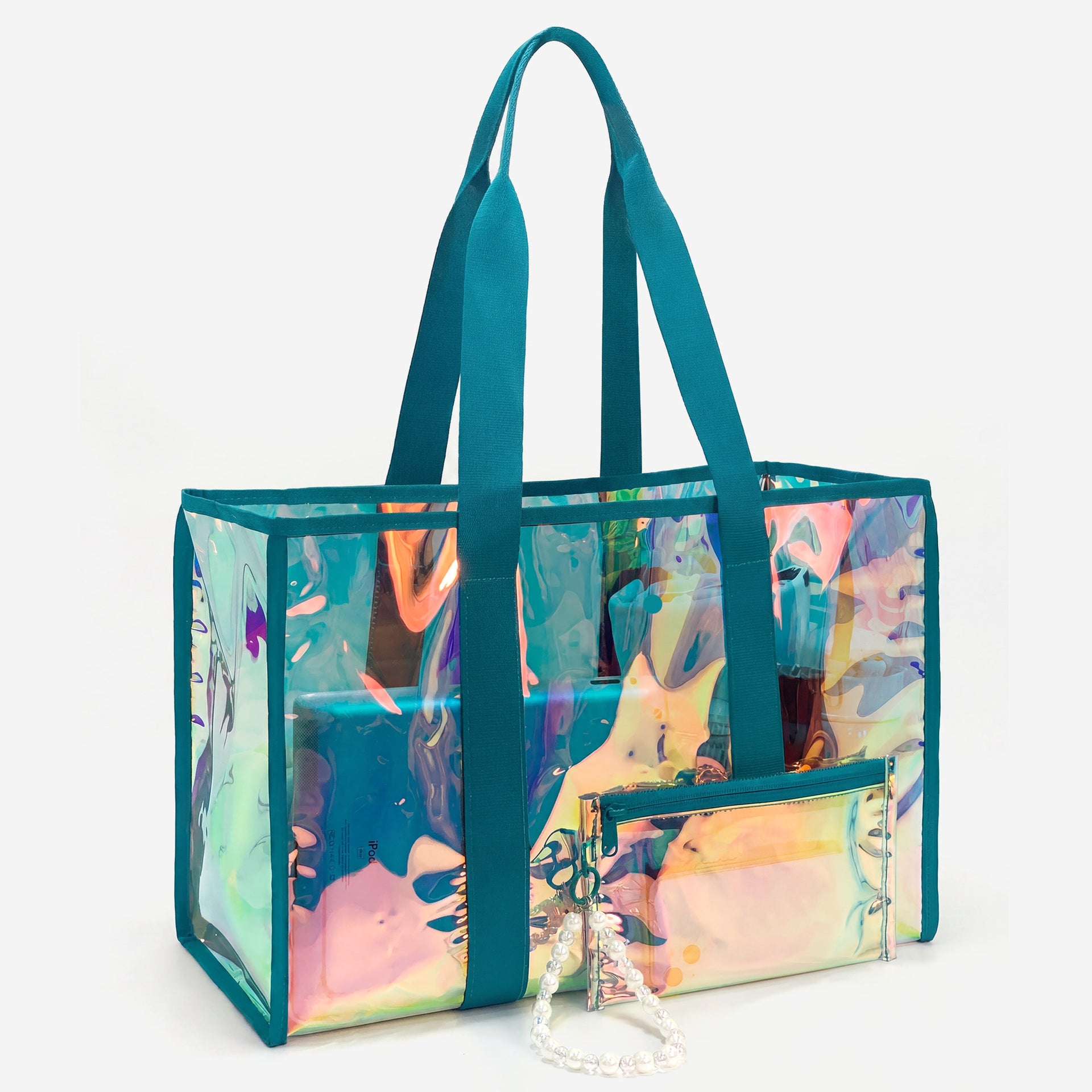 Jolivol Clear Tote Bag Set - Stadium Approved Transparent Carryall with Pouch