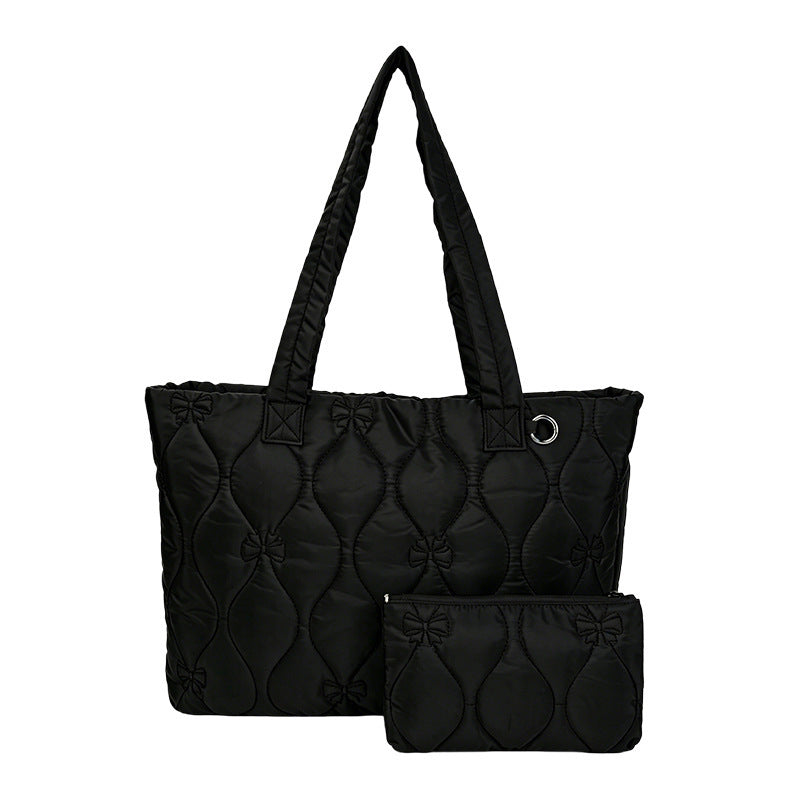 Jolivol Cloud Quilted Puffer Tote Bag+ Mini Pouch - Lightweight Everyday Bag