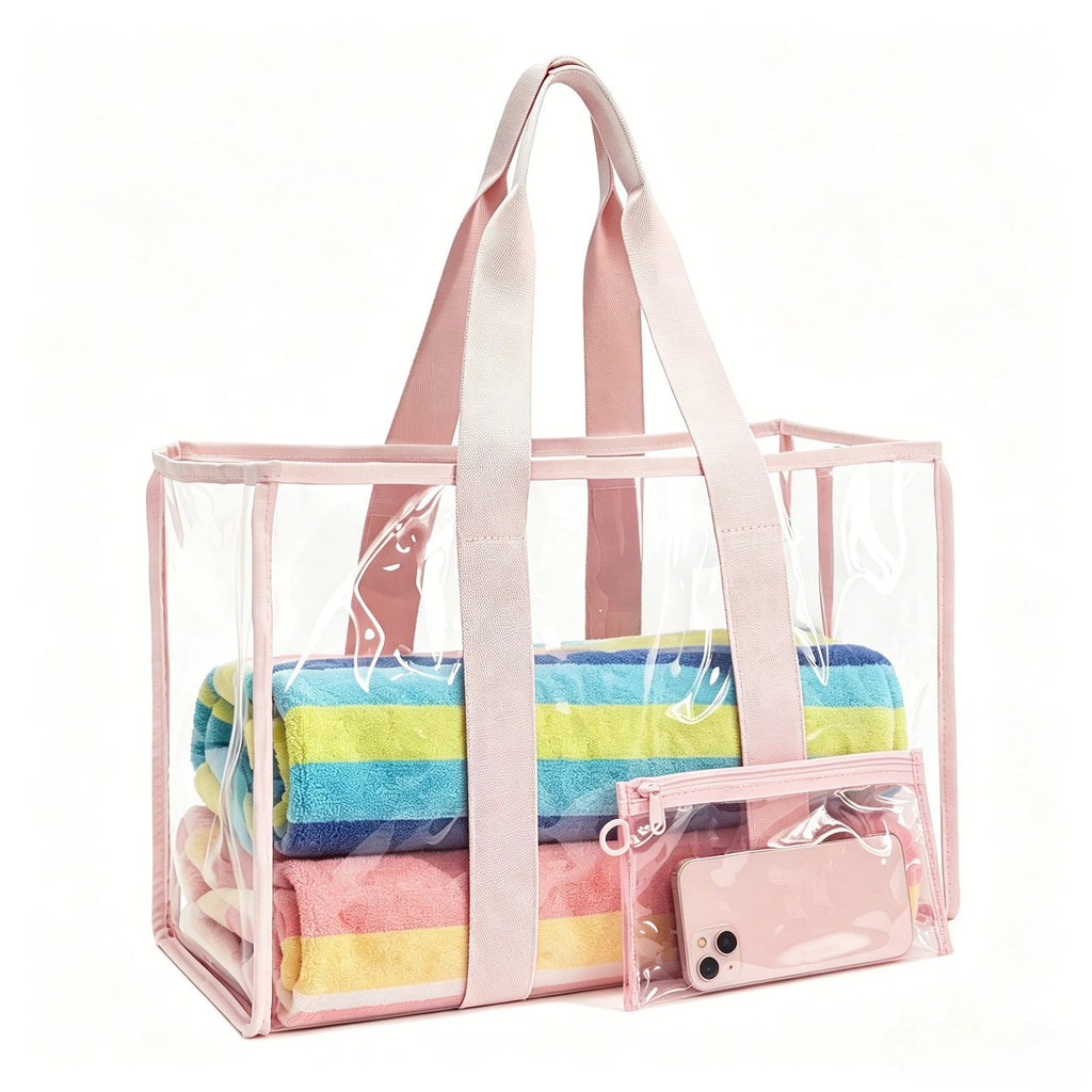 Jolivol Clear Tote Bag Set - Stadium Approved Transparent Carryall with Pouch