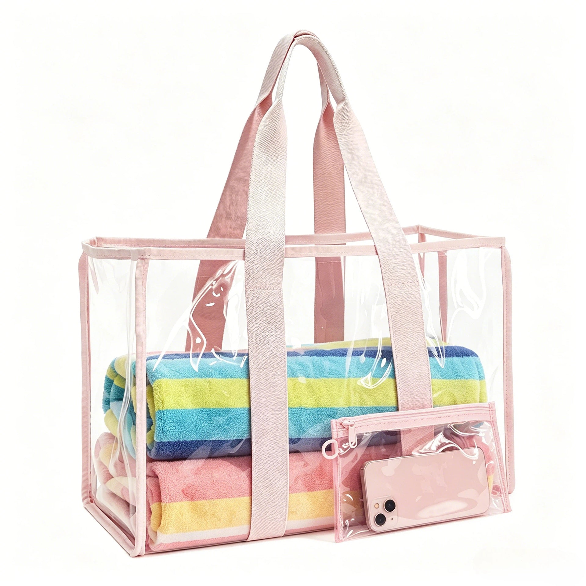 Jolivol Clear Tote Bag Set - Stadium Approved Transparent Carryall with Pouch